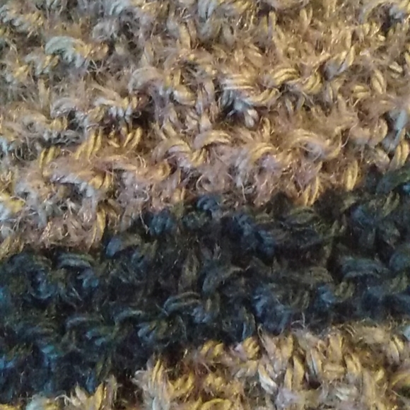 Hand-knit navy and gray hat - Picture 3 of 4